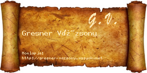 Gresner Vázsony névjegykártya
